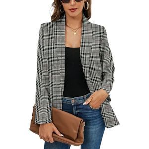 Coeur de Vague Black Plaid Open Blazer Size S